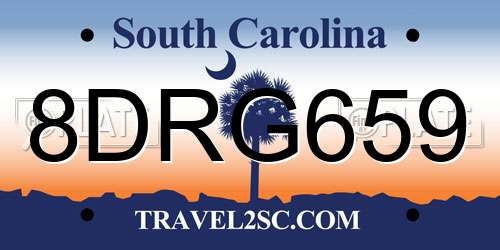 8DRG659 South Carolina License Plate