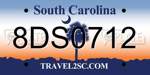 8DS0712 South Carolina License Plate