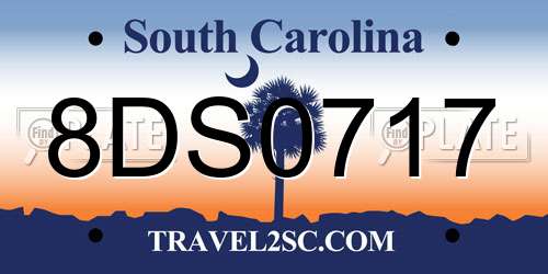 8DS0717 South Carolina License Plate