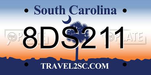 8DS211 South Carolina License Plate