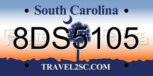 8DS5105 South Carolina License Plate
