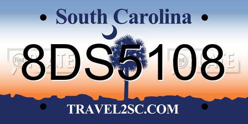 8DS5108 South Carolina License Plate