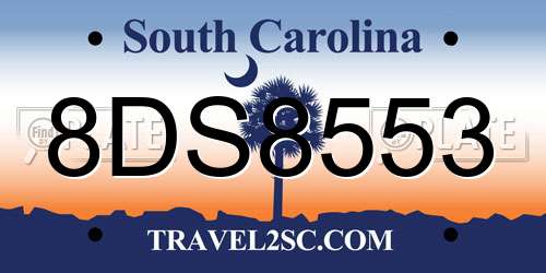8DS8553 South Carolina License Plate