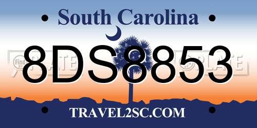 8DS8853 South Carolina License Plate