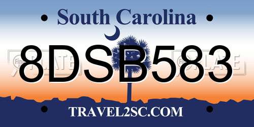 8DSB583 South Carolina License Plate