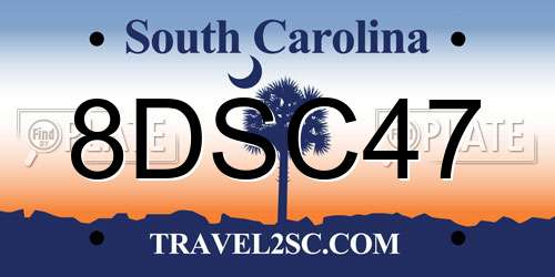 8DSC47 South Carolina License Plate