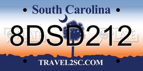 8DSD212 South Carolina License Plate