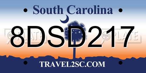 8DSD217 South Carolina License Plate