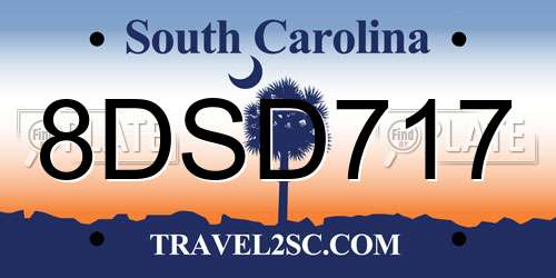 8DSD717 South Carolina License Plate