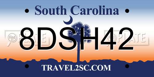 8DSH42 South Carolina License Plate
