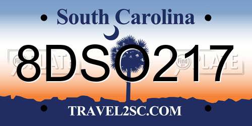 8DSO217 South Carolina License Plate
