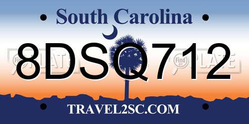 8DSQ712 South Carolina License Plate