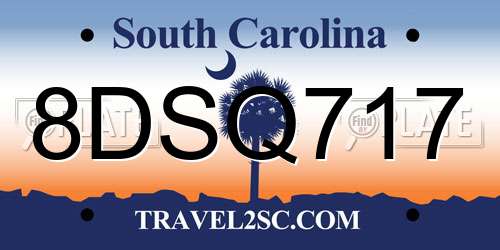 8DSQ717 South Carolina License Plate