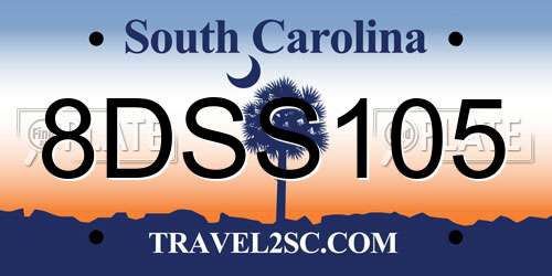 8DSS105 South Carolina License Plate