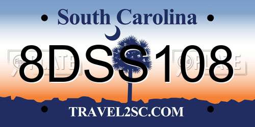8DSS108 South Carolina License Plate