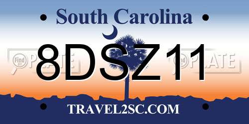 8DSZ11 South Carolina License Plate