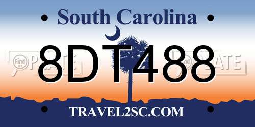 8DT488 South Carolina License Plate