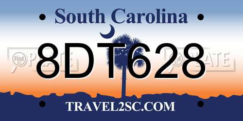 8DT628 South Carolina License Plate