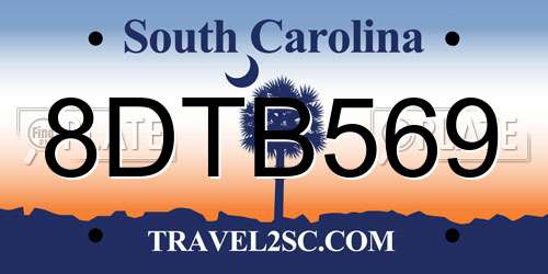 8DTB569 South Carolina License Plate