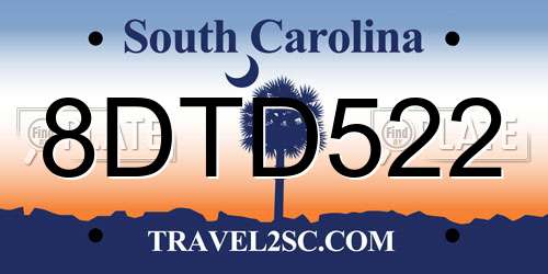 8DTD522 South Carolina License Plate
