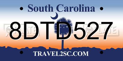 8DTD527 South Carolina License Plate