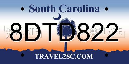 8DTD822 South Carolina License Plate