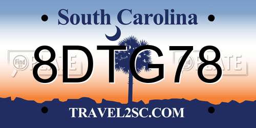 8DTG78 South Carolina License Plate