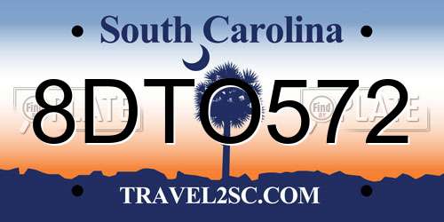 8DTO572 South Carolina License Plate