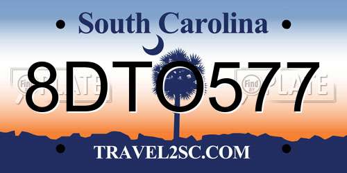8DTO577 South Carolina License Plate