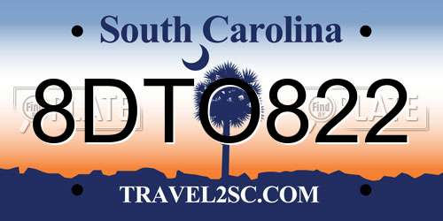 8DTO822 South Carolina License Plate