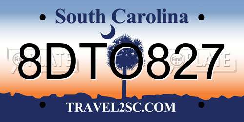 8DTO827 South Carolina License Plate