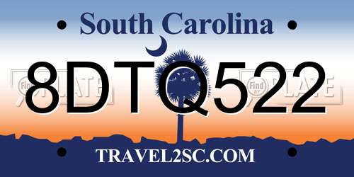 8DTQ522 South Carolina License Plate
