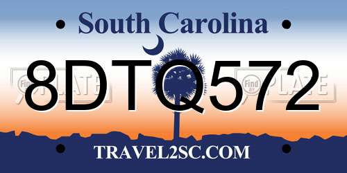 8DTQ572 South Carolina License Plate