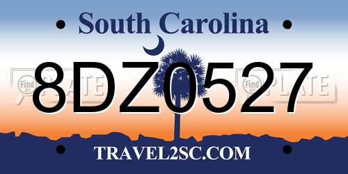 8DZ0527 South Carolina License Plate