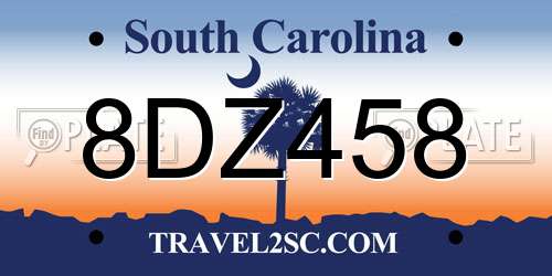 8DZ458 South Carolina License Plate