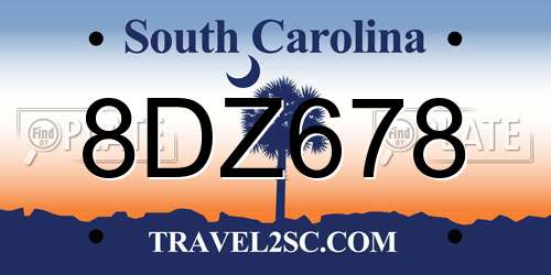 8DZ678 South Carolina License Plate
