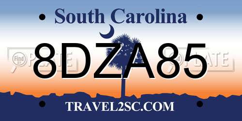 8DZA85 South Carolina License Plate