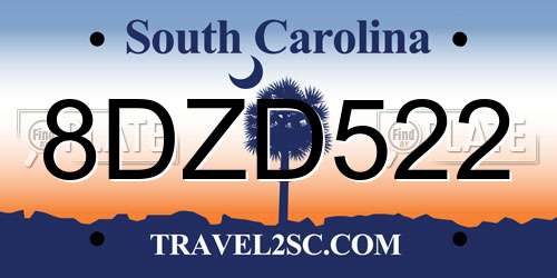 8DZD522 South Carolina License Plate