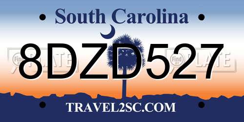 8DZD527 South Carolina License Plate