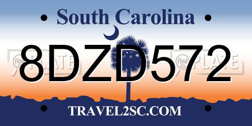 8DZD572 South Carolina License Plate