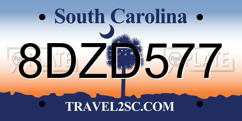 8DZD577 South Carolina License Plate