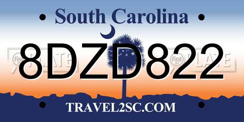 8DZD822 South Carolina License Plate