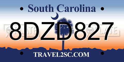 8DZD827 South Carolina License Plate