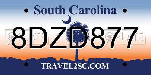8DZD877 South Carolina License Plate