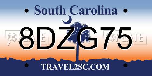 8DZG75 South Carolina License Plate