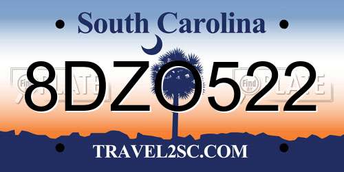 8DZO522 South Carolina License Plate