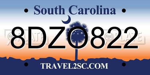8DZO822 South Carolina License Plate