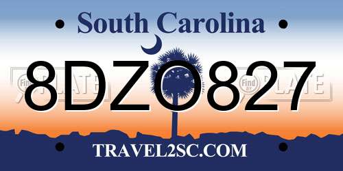 8DZO827 South Carolina License Plate