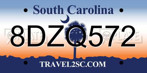 8DZQ572 South Carolina License Plate