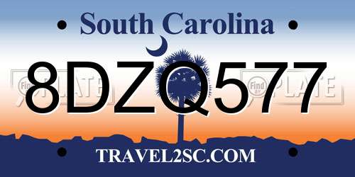 8DZQ577 South Carolina License Plate